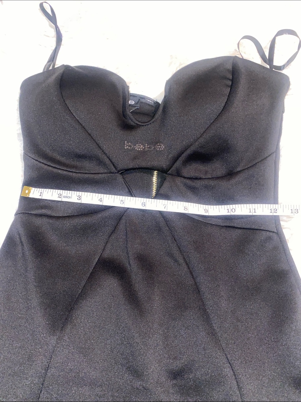 bebe Black Strapless Mini Dress with Front Cutout (50) - Picture 13 of 14